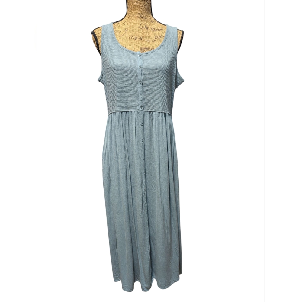 NWOT Frye Blue Sleeveless Spring Dress With Pockets Size Large
